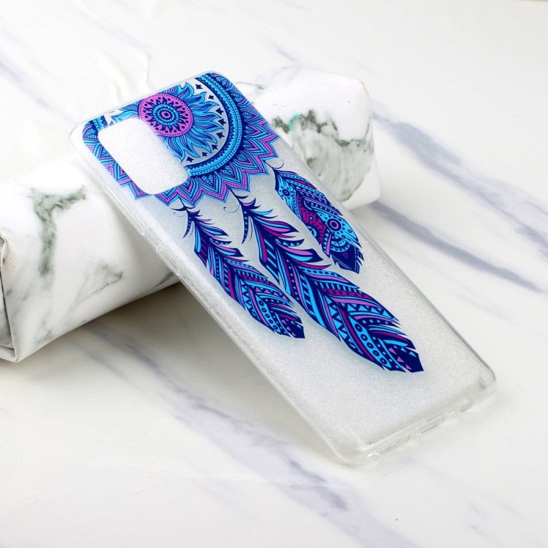 Coque Huawei Y5p Transparente Attrape Rêves Plumes Bleue