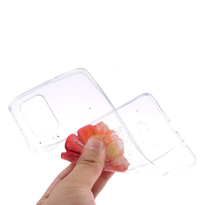 Coque Huawei Y5p Transparente Coquelicot Aquarelle