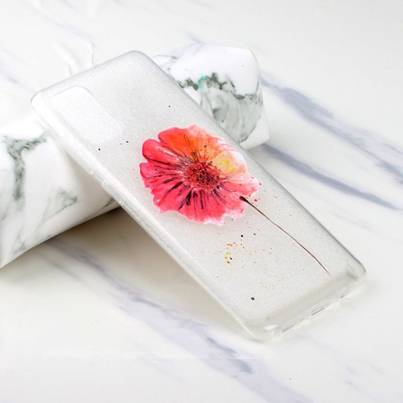 Coque Huawei Y5p Transparente Coquelicot Aquarelle