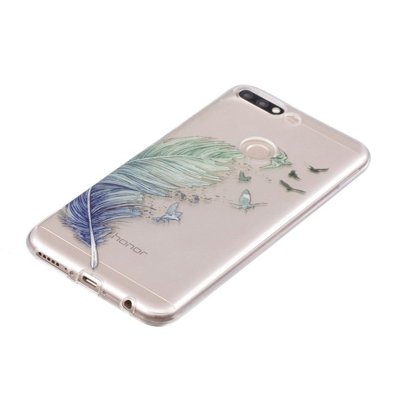 Coque Huawei Y7 2018 / Honor 7c Transparente Plume Colorée