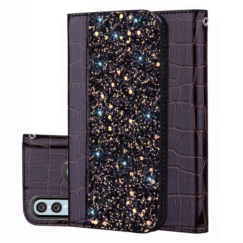 Flip Cover Huawei P Smart 2019 Effet Peau De Crocodile Et Paillettes