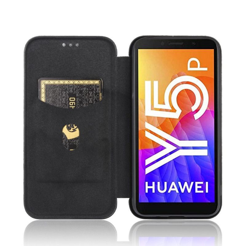 Flip Cover Huawei Y5p Fibre Carbone