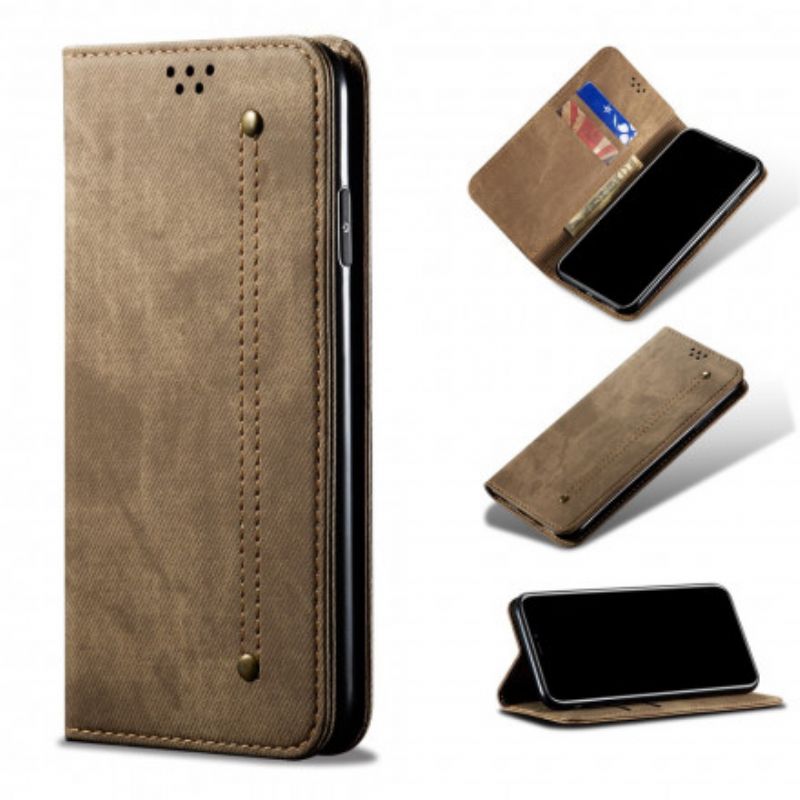 Flip Cover Pour Huawei P50 Pro Simili Cuir Texture Jeans