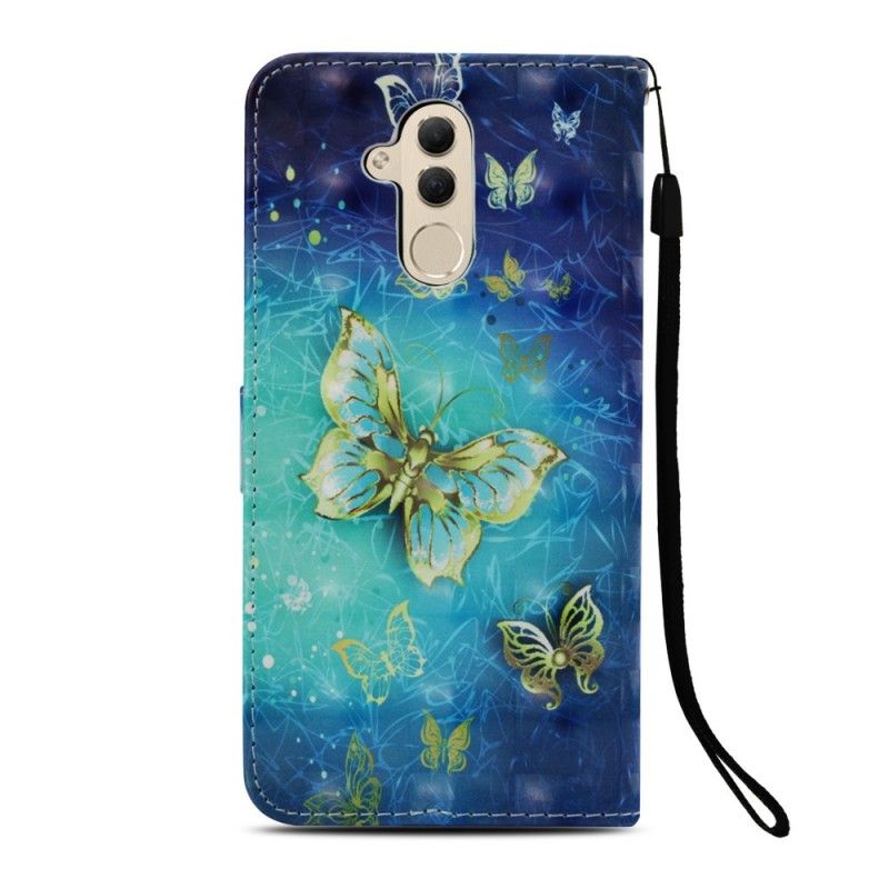 Housse Huawei Mate 20 Lite Papillons Dorés 3d