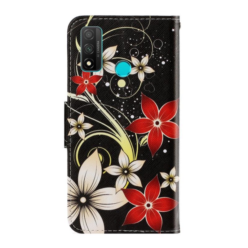 Housse Huawei P Smart 2020 Fleurs Colorées À Lanière