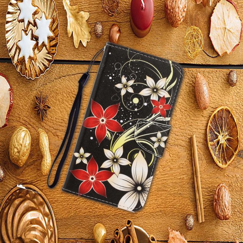 Housse Huawei P Smart 2020 Fleurs Colorées À Lanière