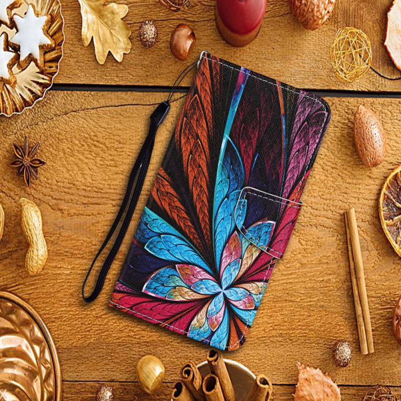 Housse Huawei P Smart 2021 Feuilles Colorées Avec Lanière