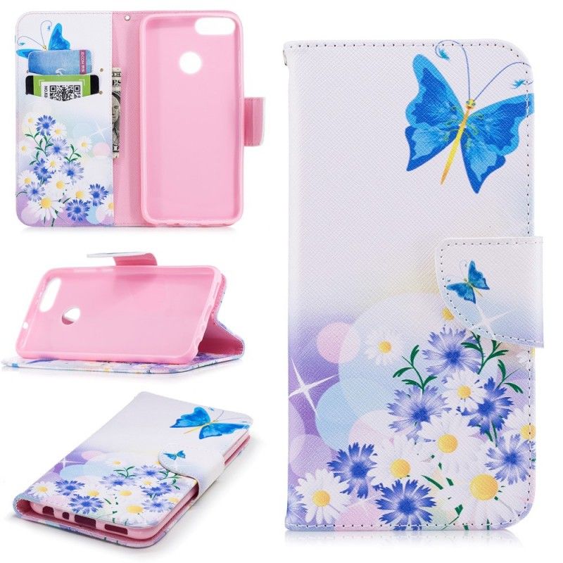 Housse Huawei P Smart Papillons Et Fleurs Peints