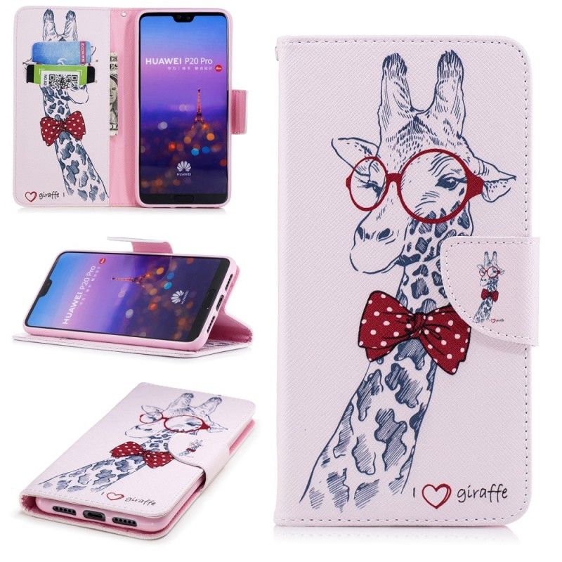 Étui Housse Huawei P20 Pro Girafe Intello