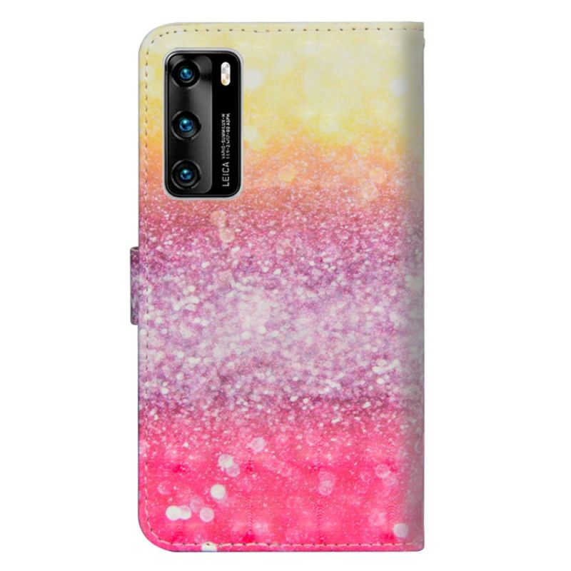 Housse Huawei P40 Dégradé Paillettes Magentas