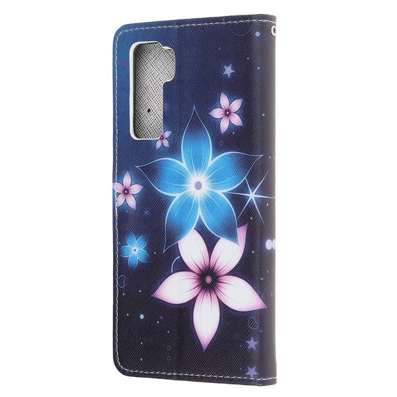 Housse Huawei P40 Lite 5g Fleurs Lunaires À Lanière