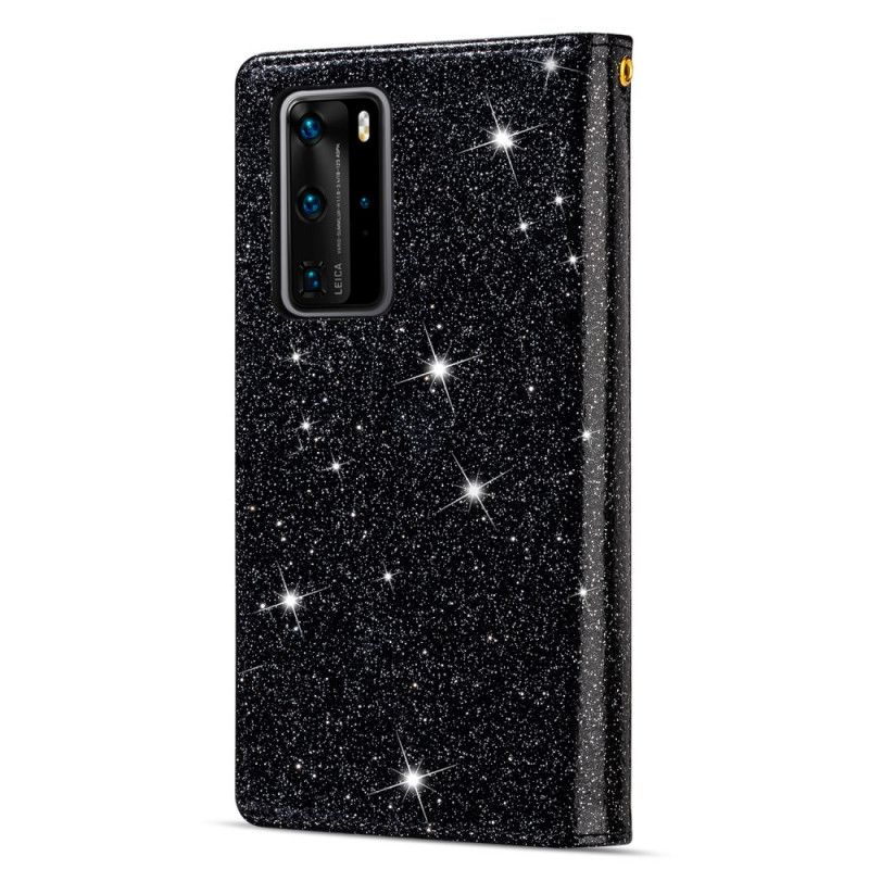 Housse Huawei P40 Paillettes Portefeuille Zip