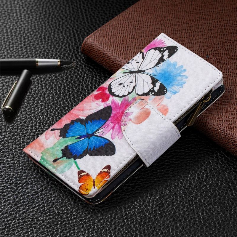 Housse Huawei P40 Poche Zippée Papillons