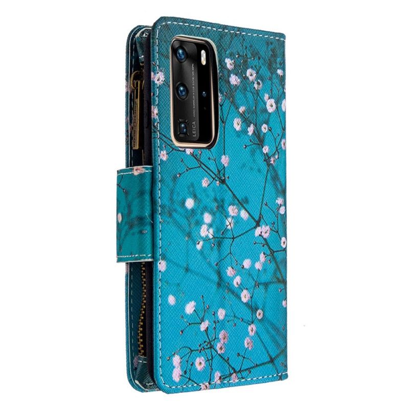 Housse Huawei P40 Pro Poche Zippée Arbre