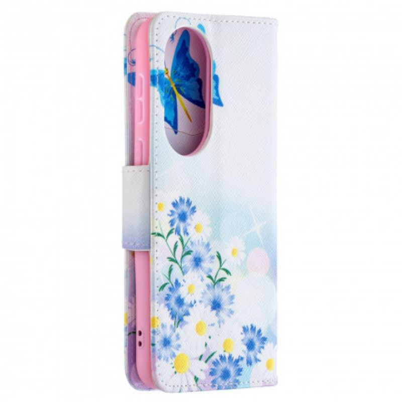 Housse Huawei P50 Papillons Et Fleurs Peints