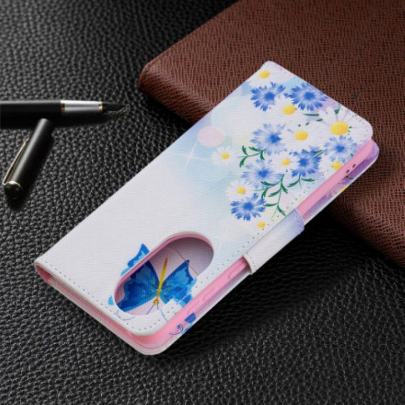 Housse Huawei P50 Papillons Et Fleurs Peints