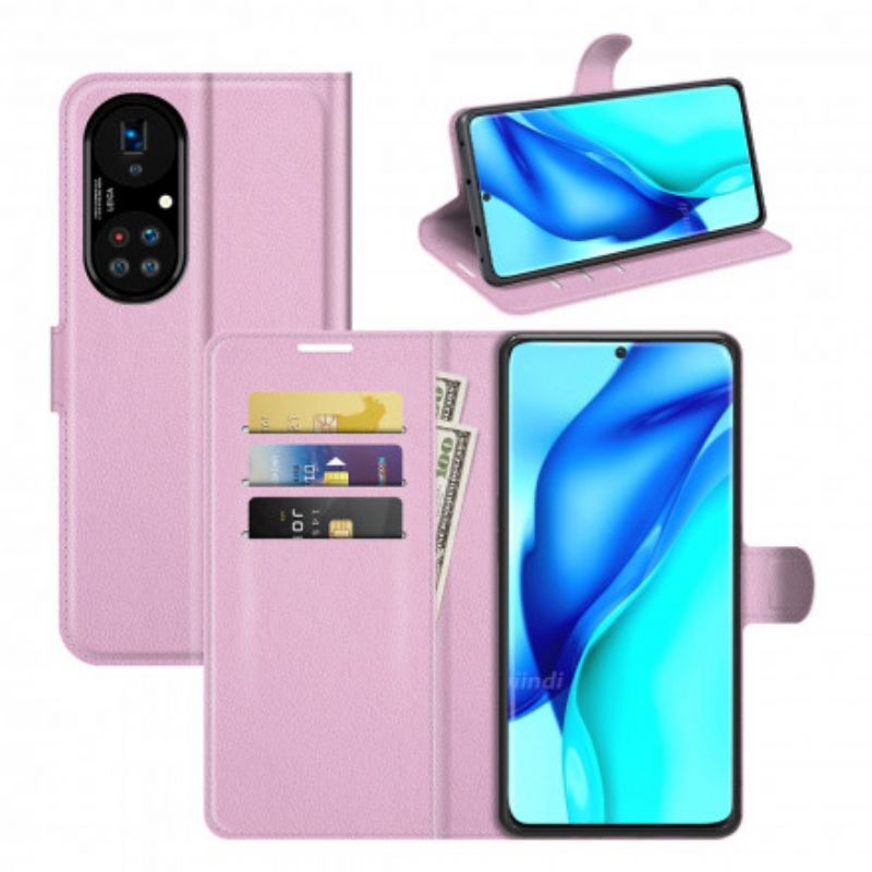 Housse Huawei P50 Pro Style Cuir Litchi Classique