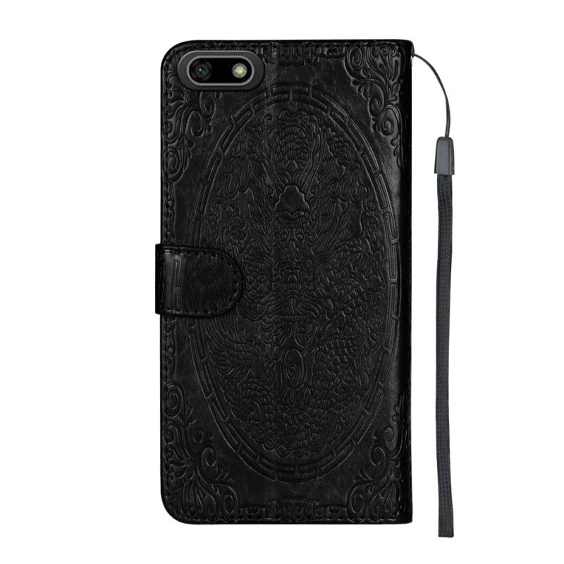 Housse Huawei Y5 2018 Effet Cuir Motif Dragon