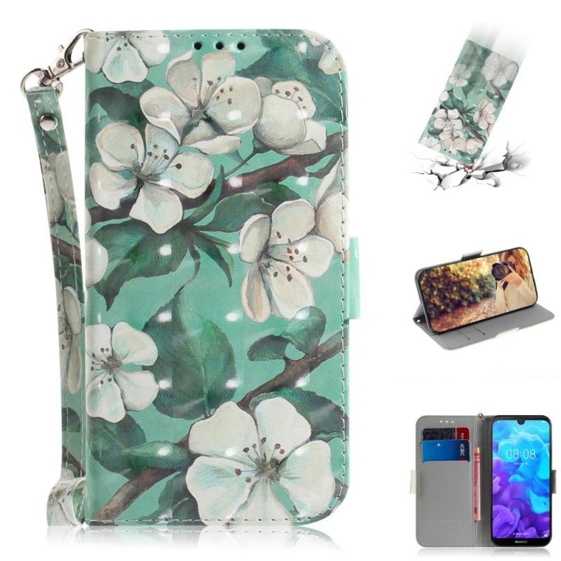 Housse Huawei Y5 2019 Branche En Fleurs À Lanière