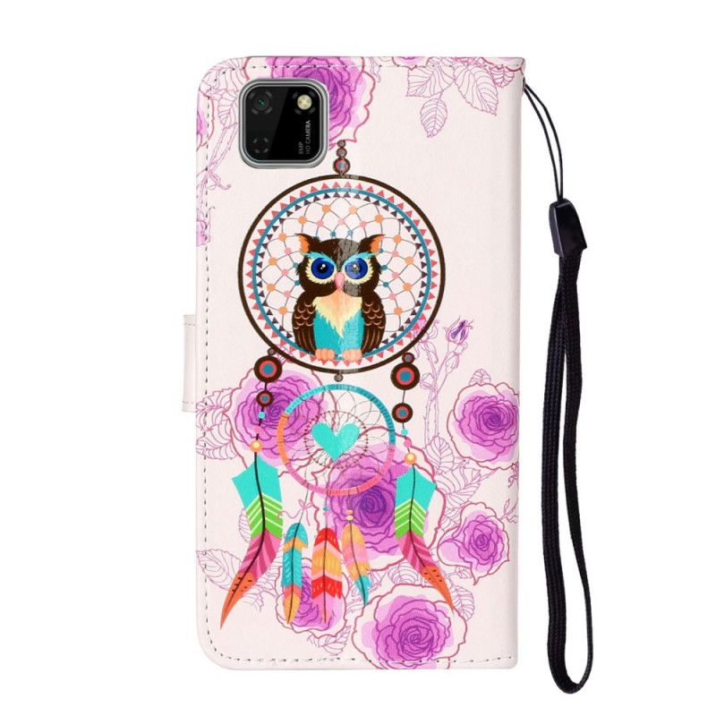 Housse Huawei Y5p Attrape Rêves Hibou Avec Fleurs