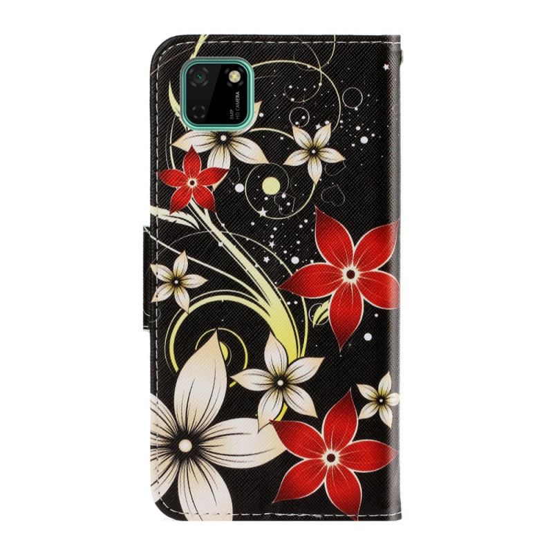 Housse Huawei Y5p Fleurs Colorées À Lanière