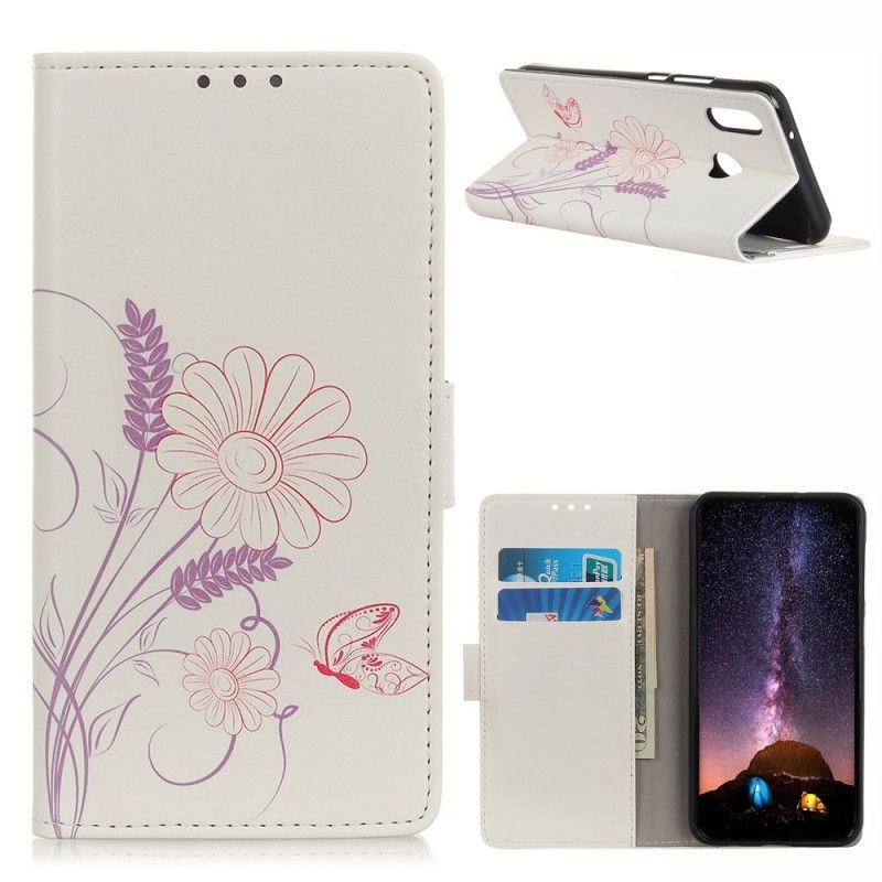 Housse Huawei Y6 2019 Dessin Papillons Et Fleurs