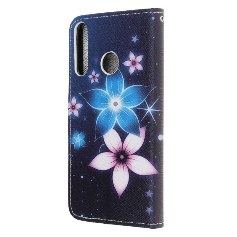 Étui Housse Huawei Y6p Fleurs Lunaires À Lanière