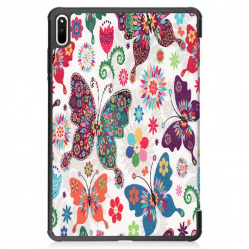 Smart Case Coque Pour Huawei MatePad 11 (2021) Papillons Et Fleurs Rétros