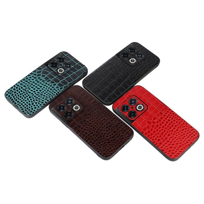 Coque OnePlus 10 Pro 5G Véritable Cuir Texture Crocodile