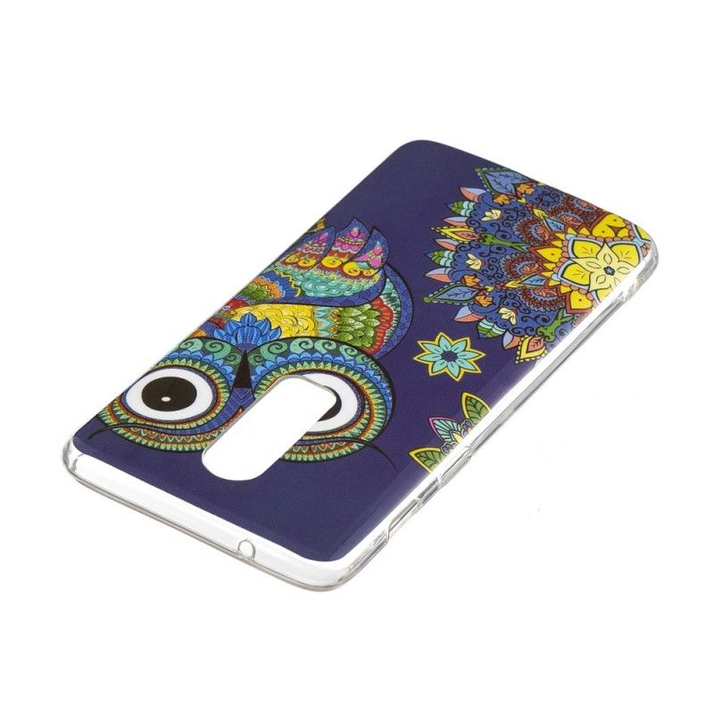 Coque Oneplus 6 Hibou Mandala Fluorescente