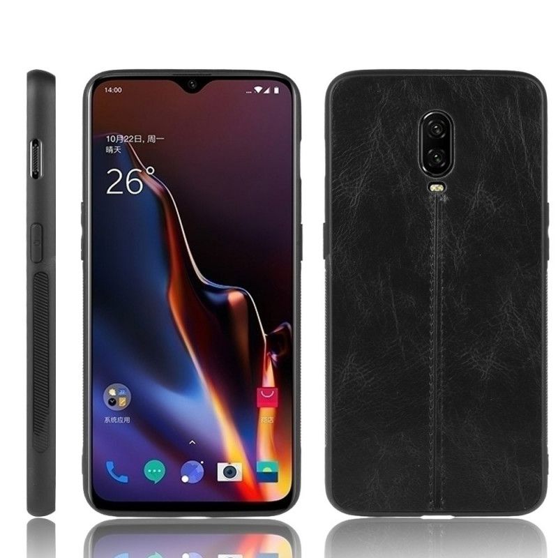 Coque Oneplus 6t Style Cuir Coutures