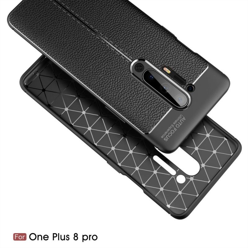 Coque Oneplus 8 Pro Effet Cuir Litchi Double Line