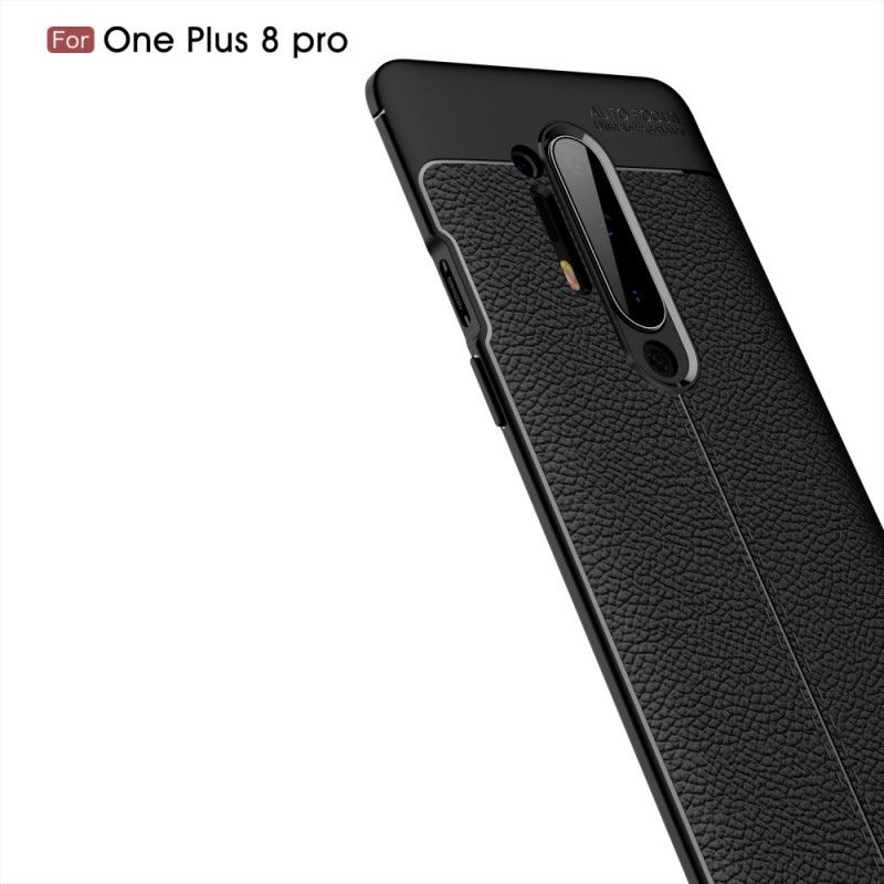 Coque Oneplus 8 Pro Effet Cuir Litchi Double Line