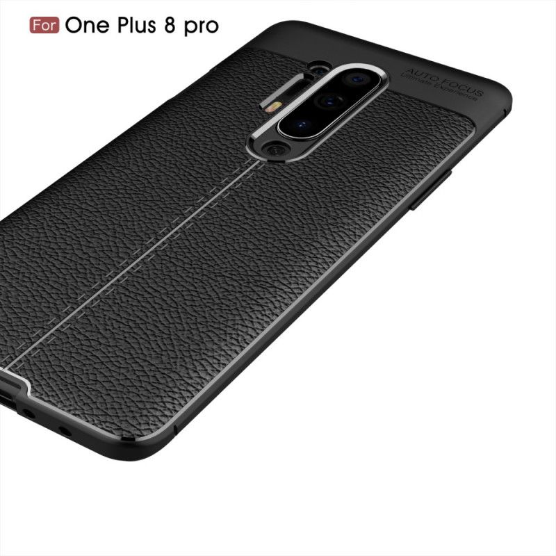 Coque Oneplus 8 Pro Effet Cuir Litchi Double Line