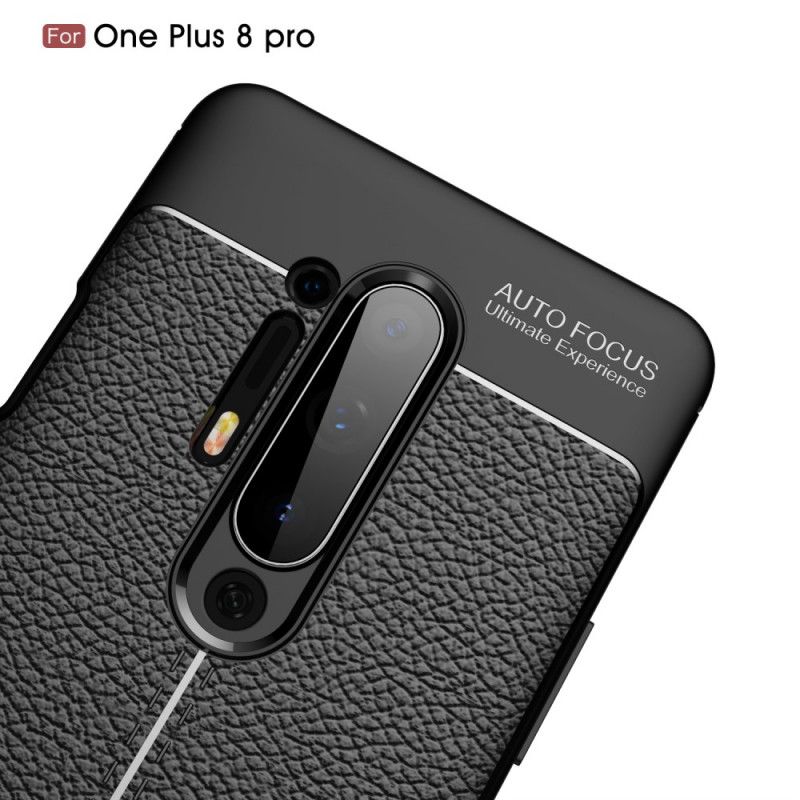 Coque Oneplus 8 Pro Effet Cuir Litchi Double Line