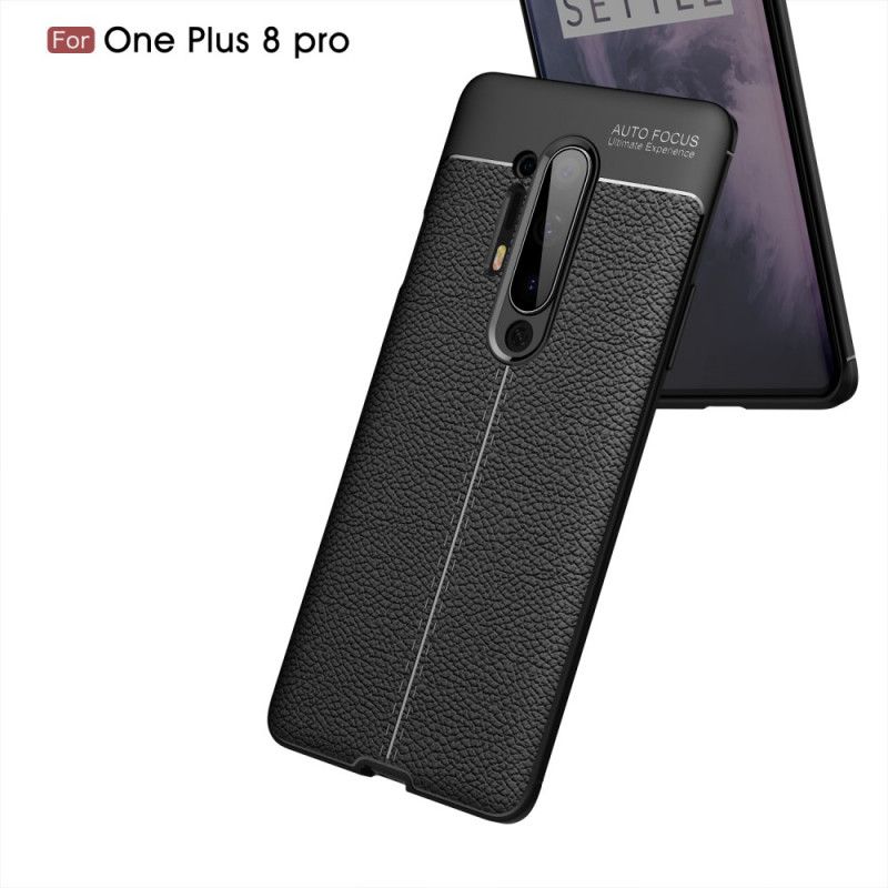 Coque Oneplus 8 Pro Effet Cuir Litchi Double Line