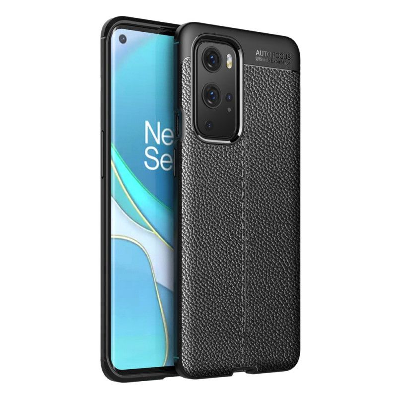 Coque Oneplus 9 Pro Effet Cuir Litchi Double Line