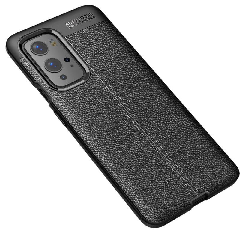 Coque Oneplus 9 Pro Effet Cuir Litchi Double Line