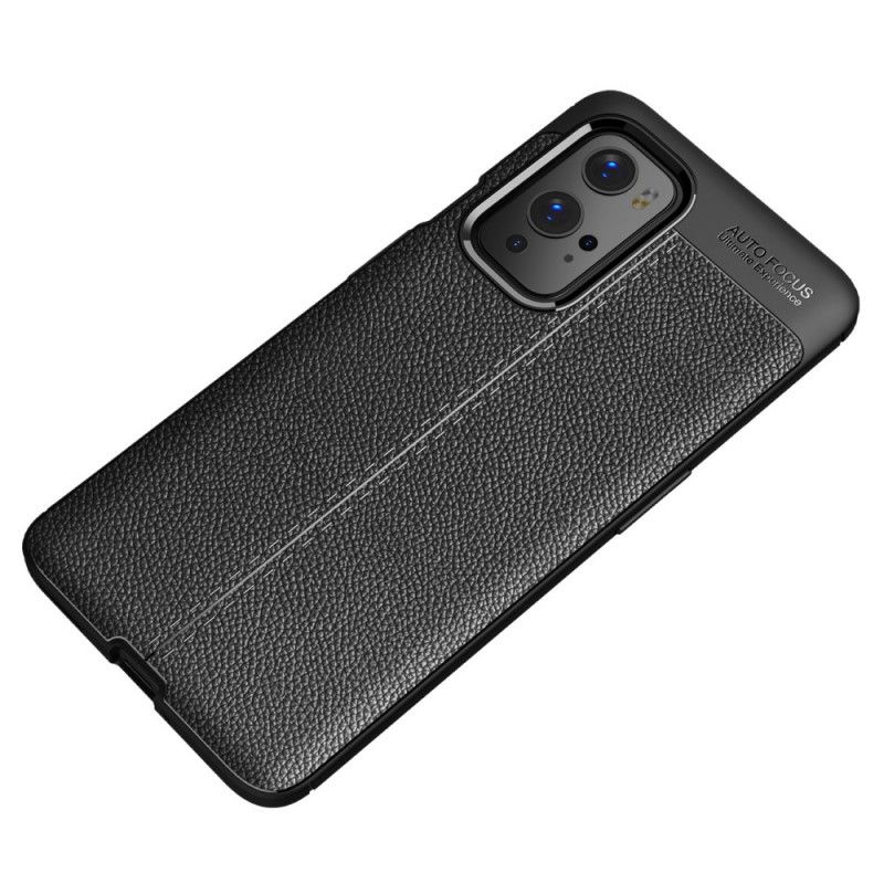 Coque Oneplus 9 Pro Effet Cuir Litchi Double Line