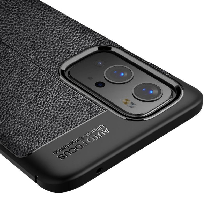 Coque Oneplus 9 Pro Effet Cuir Litchi Double Line