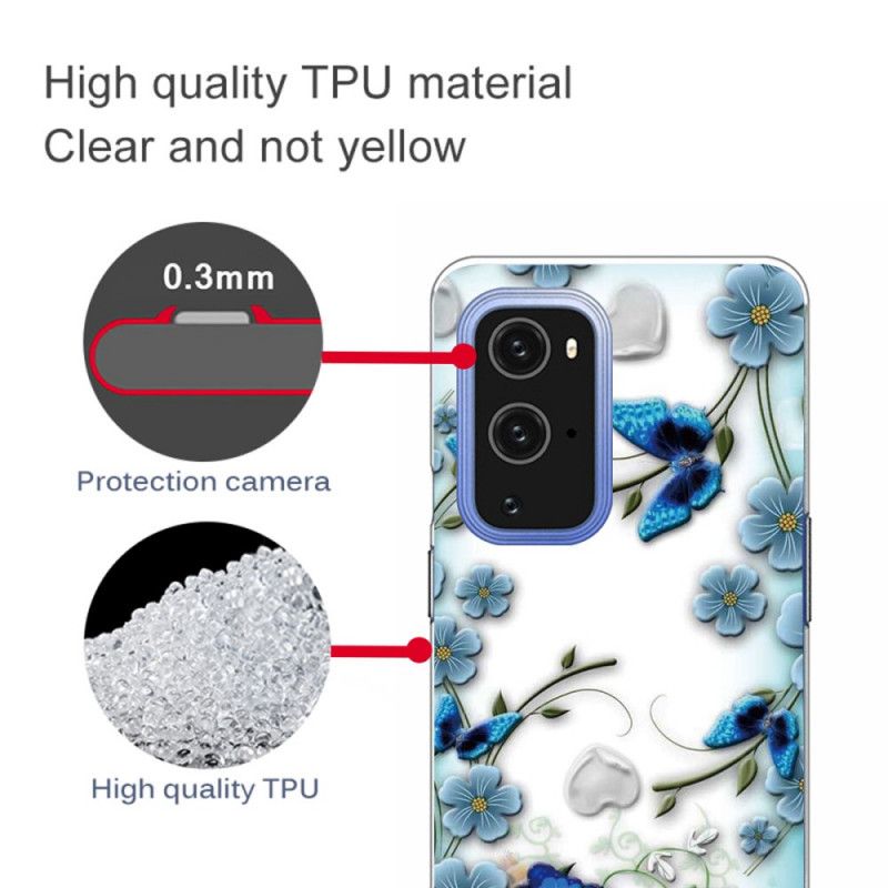 Coque Oneplus 9 Pro Papillons Et Fleurs Rétros