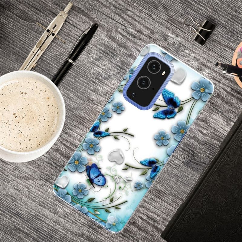 Coque Oneplus 9 Pro Papillons Et Fleurs Rétros