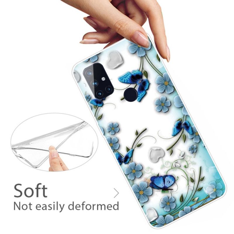 Coque Oneplus Nord N10 Transparente Papillons Et Fleurs Rétros