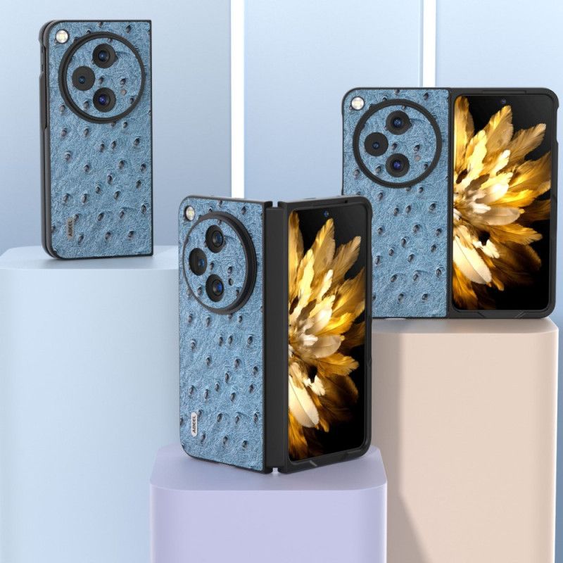 Coque OnePlus Open Véritable Cuir Motif Autruche