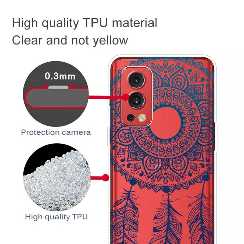 Coque Pour OnePlus Nord 2 5G Transparente Attrape Rêves Plumes Bleues