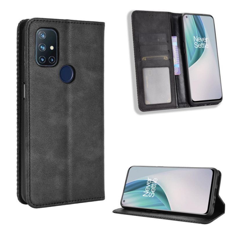 Flip Cover Oneplus Nord N10 Effet Cuir Vintage Stylisé