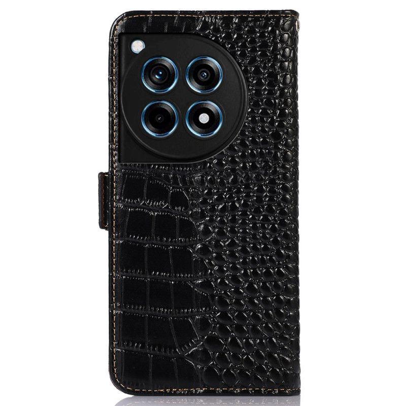 Housse OnePlus 12R Style Crocodile Blocage RFID