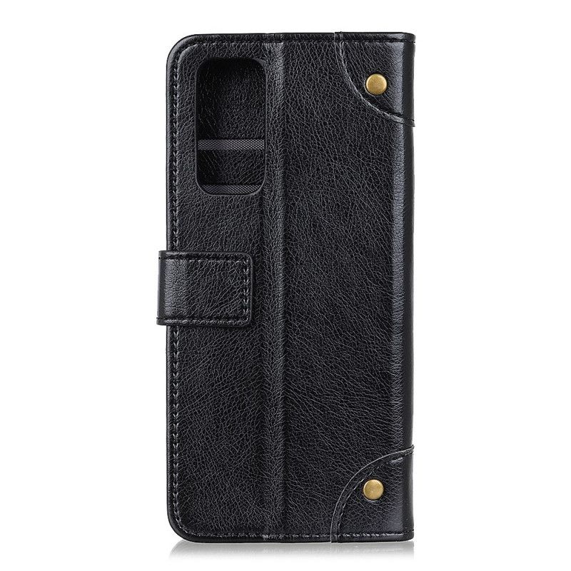 Housse Oneplus 9 Pro Style Cuir Nappa Rivets Vintage