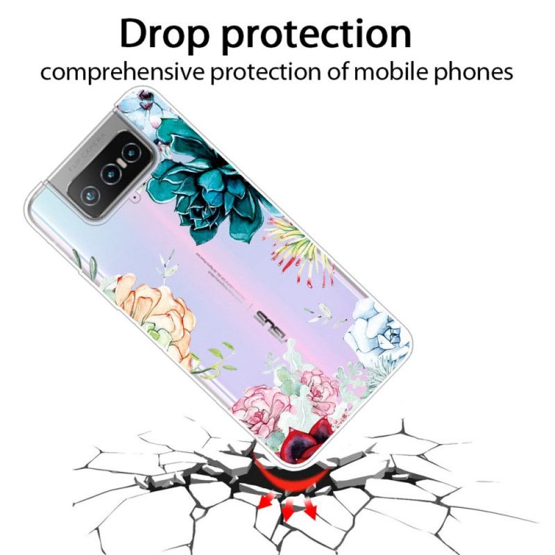 Coque Asus Zenfone 7 / 7 Pro Transparente Fleurs Aquarelle