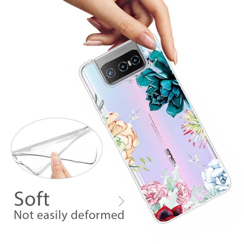 Coque Asus Zenfone 7 / 7 Pro Transparente Fleurs Aquarelle